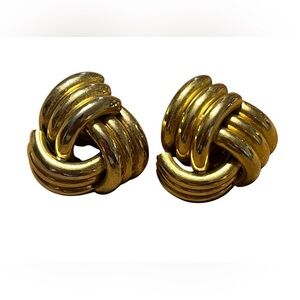 Gold Tone Knot Post Earrings. Pre owned